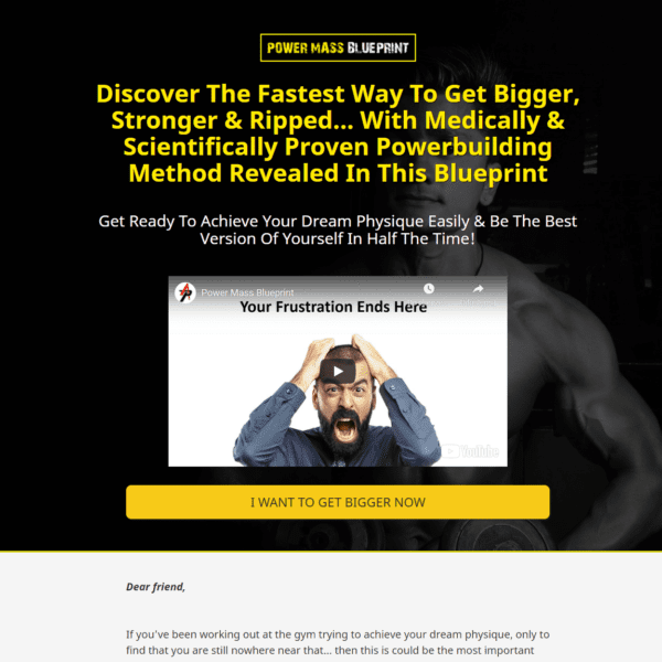 Automated Website: Power Mass Blueprint – Digital Products Pro