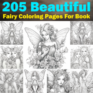 205 Beautiful Fairy Coloring Pages For Book In 4K Highest Resolution, Printable Graphics / Clip Art, High Quality, 4K, 4100x4100