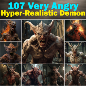 107 Very Angry Hyper-Realistic Demon, Printable Graphics / Clip Art, High Quality, 1024x1024