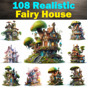 108 Beautiful Realistic Fairy House, Printable Graphics / Clip Art, High Quality, 1024x1024